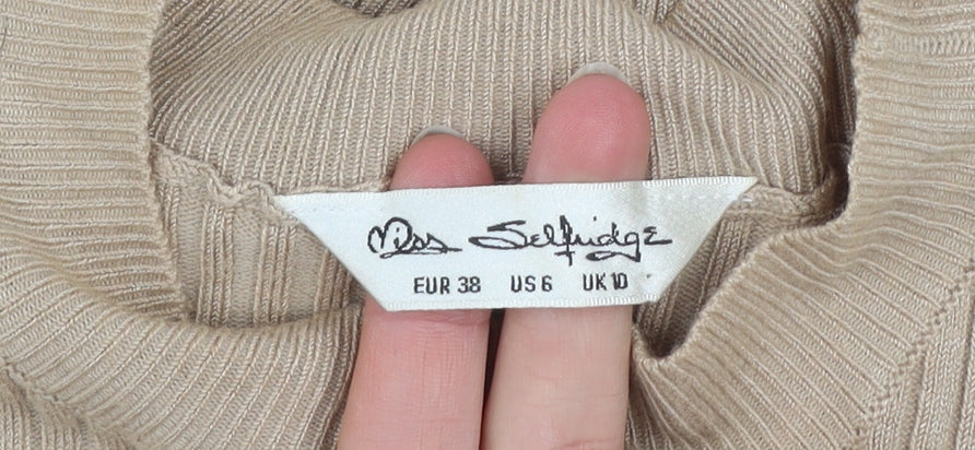Miss Selfridge Womens Beige Ribbed Sleeveless Tunic Top UK 10