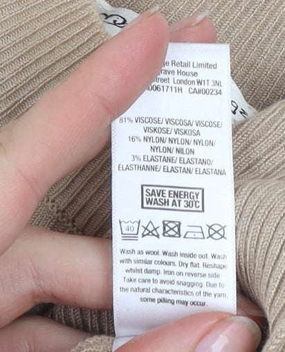 Miss Selfridge Womens Beige Ribbed Sleeveless Tunic Top UK 10