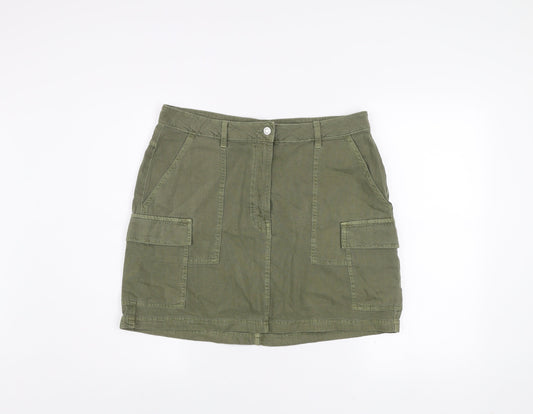 Primark Women Khaki Cargo Mini Skirt Size 16 Cotton Casual