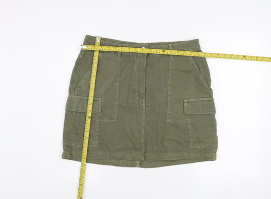 Primark Women Khaki Cargo Mini Skirt Size 16 Cotton Casual