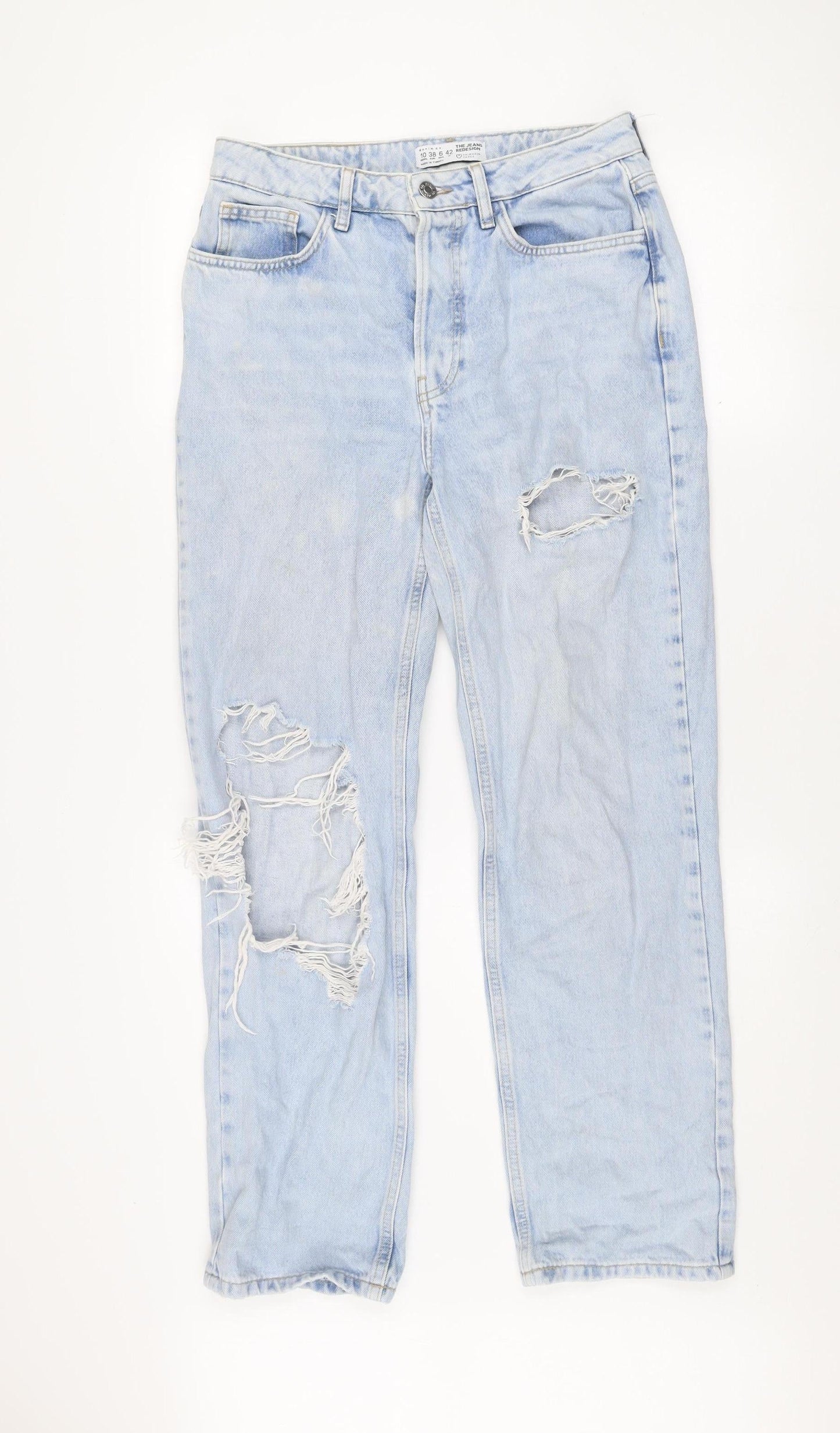 Primark Women’s Light Blue Distressed Boyfriend Jeans Size 10