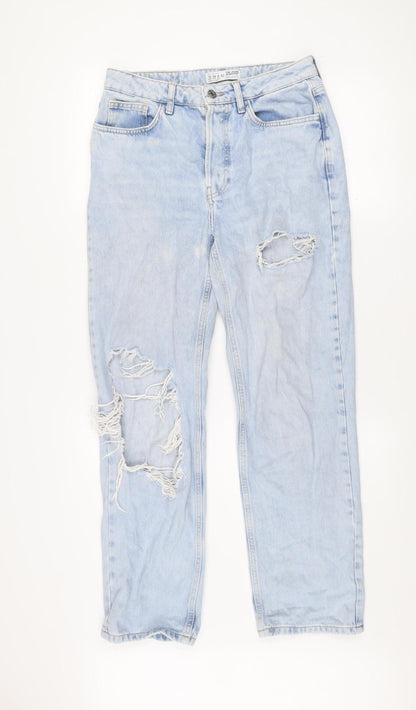Primark Women’s Light Blue Distressed Boyfriend Jeans Size 10