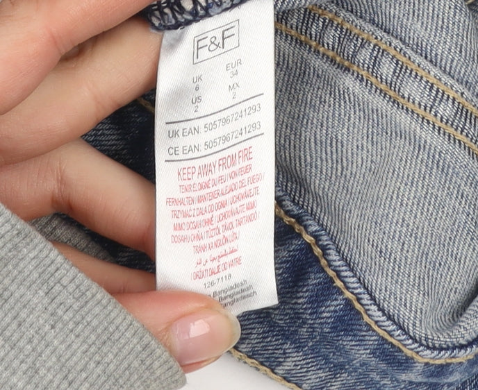Womens UK Size 6 F&F Regular Fit Cut-Off Shorts