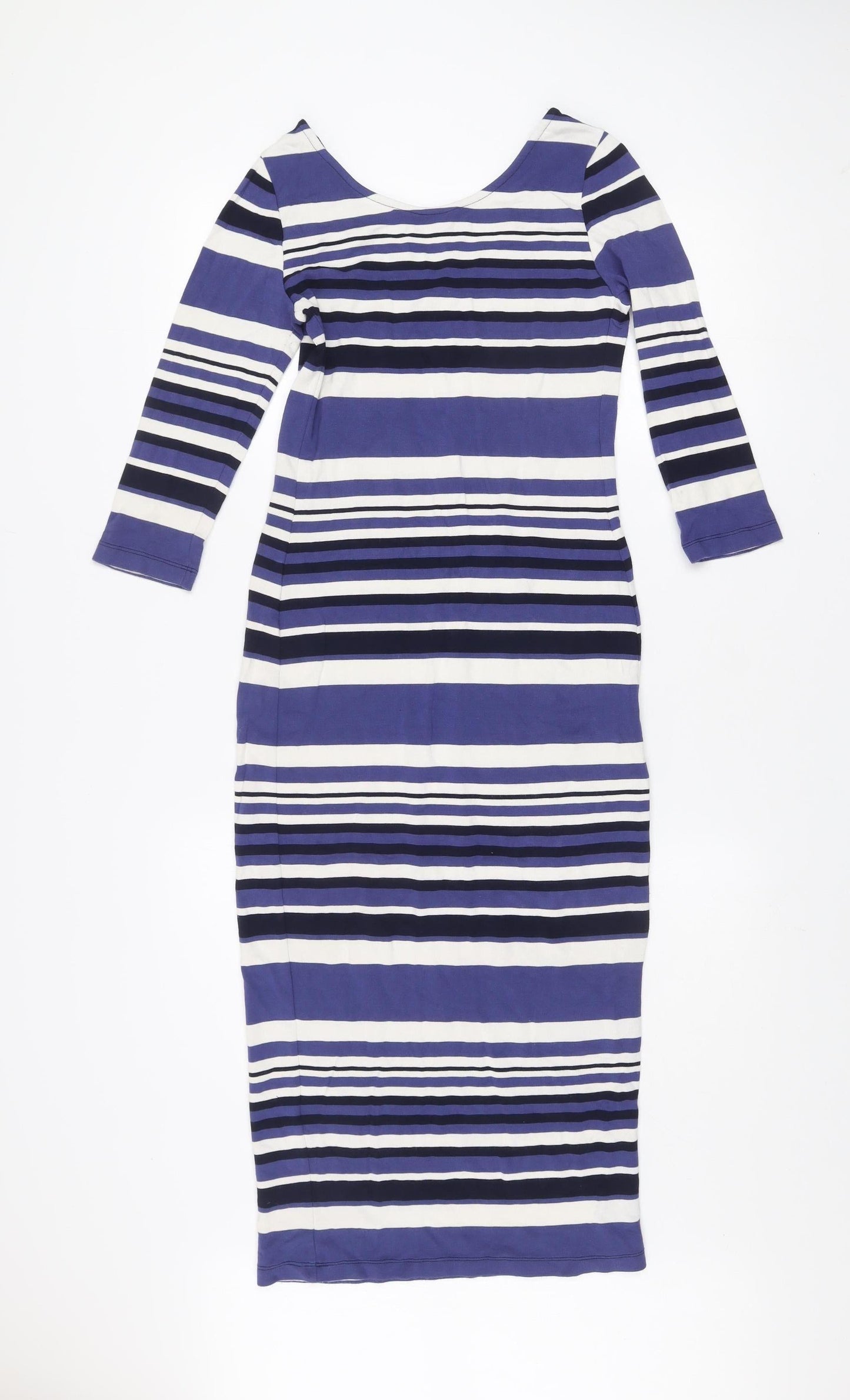 Blooming Marvellous Women’s Blue Striped Bodycon Midi Dress Size 10