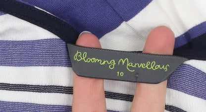 Blooming Marvellous Women’s Blue Striped Bodycon Midi Dress Size 10