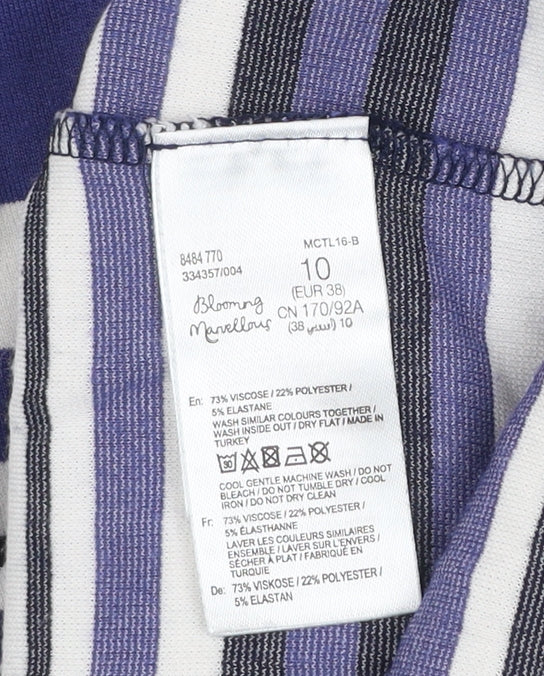 Blooming Marvellous Women’s Blue Striped Bodycon Midi Dress Size 10