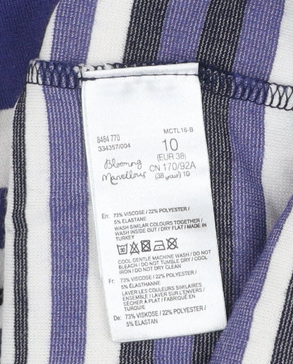 Blooming Marvellous Women’s Blue Striped Bodycon Midi Dress Size 10