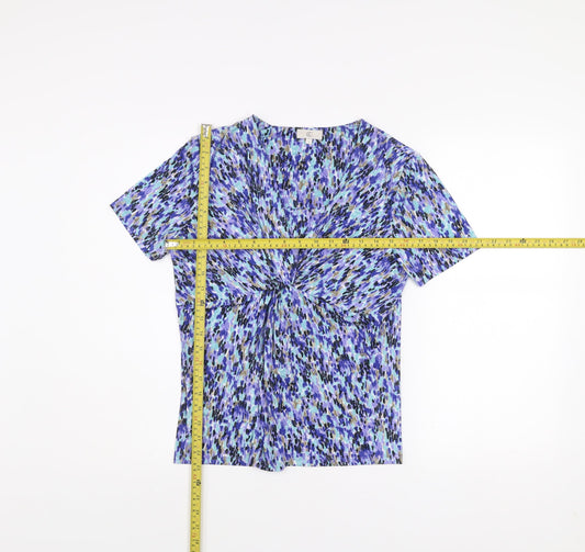 CC Women’s Blue Multicoloured Knot Front Short Sleeve Top Size S