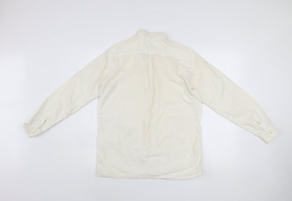 Lacoste Men’s Ivory Long Sleeve Button-Up Cotton Shirt Size 14