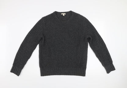 Gap Men’s Grey Waffle-Knit Cotton Blend Crew Neck Jumper Size S