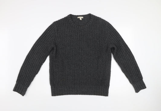 Gap Men’s Grey Waffle-Knit Cotton Blend Crew Neck Jumper Size S