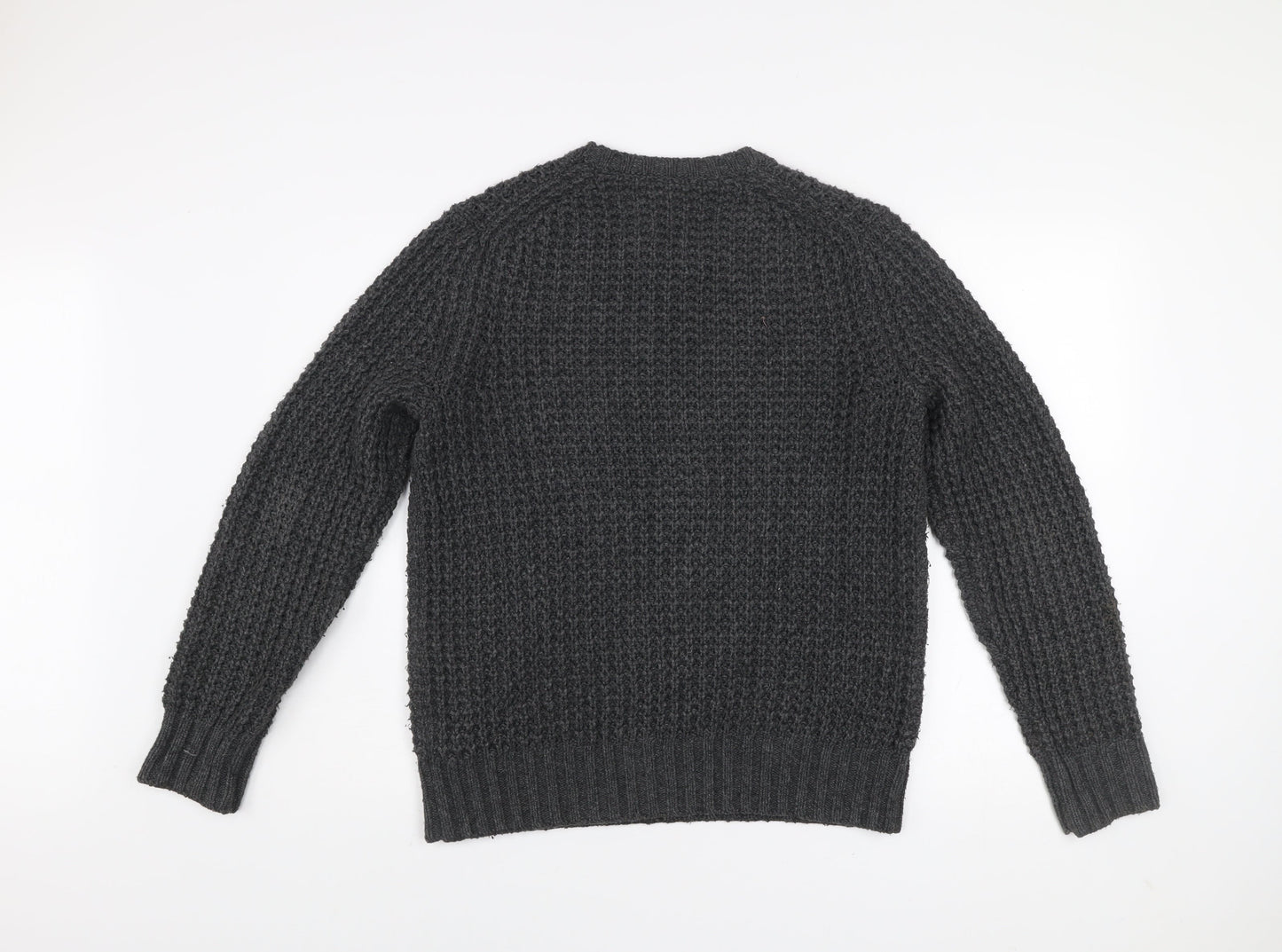 Gap Men’s Grey Waffle-Knit Cotton Blend Crew Neck Jumper Size S