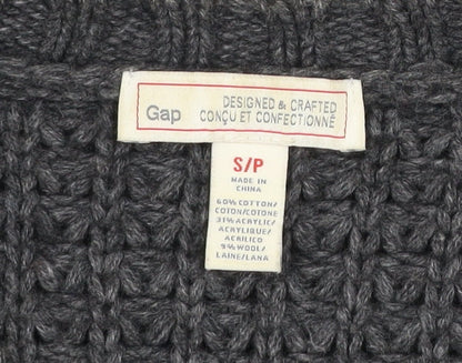Gap Men’s Grey Waffle-Knit Cotton Blend Crew Neck Jumper Size S
