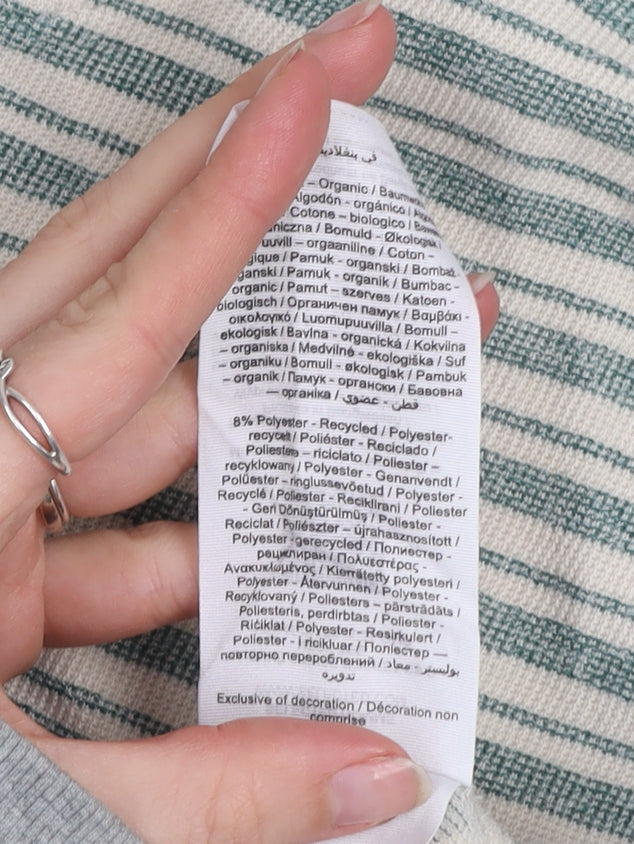 Selected Homme Men's Beige Striped Crew Neck T-Shirt XL Cotton Blend