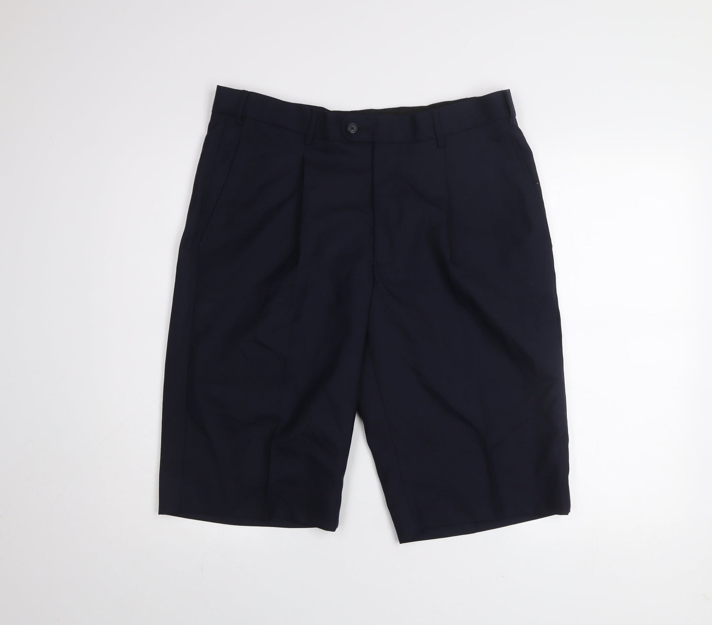 Tailored Image Men's Navy Blue 36R Pleated Chino Shorts Wool Blend