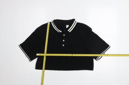 Womens UK Size 12 H&M Black Cropped Polo