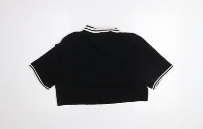 Womens UK Size 12 H&M Black Cropped Polo