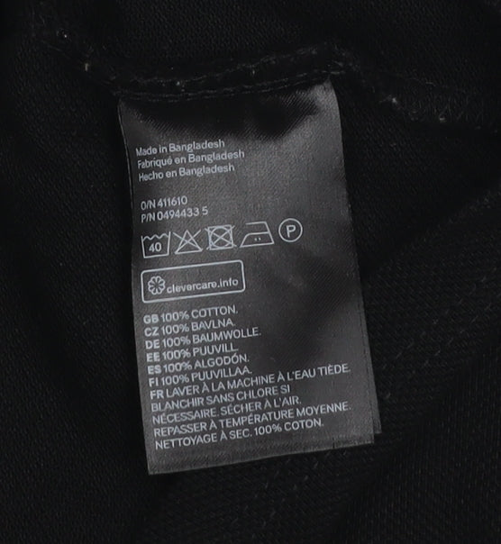 Womens UK Size 12 H&M Black Cropped Polo