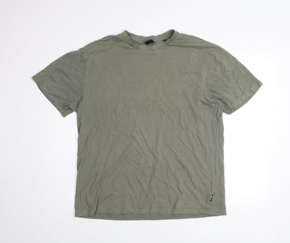 Only & Sons Men's Khaki Green Cotton Crew Neck Short Sleeve T-Shirt Size L