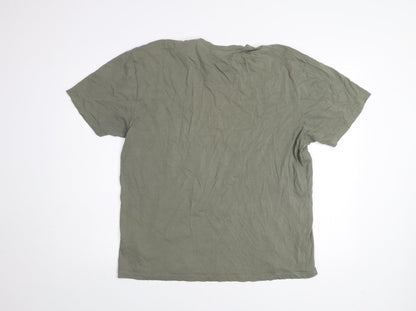 Only & Sons Men's Khaki Green Cotton Crew Neck Short Sleeve T-Shirt Size L