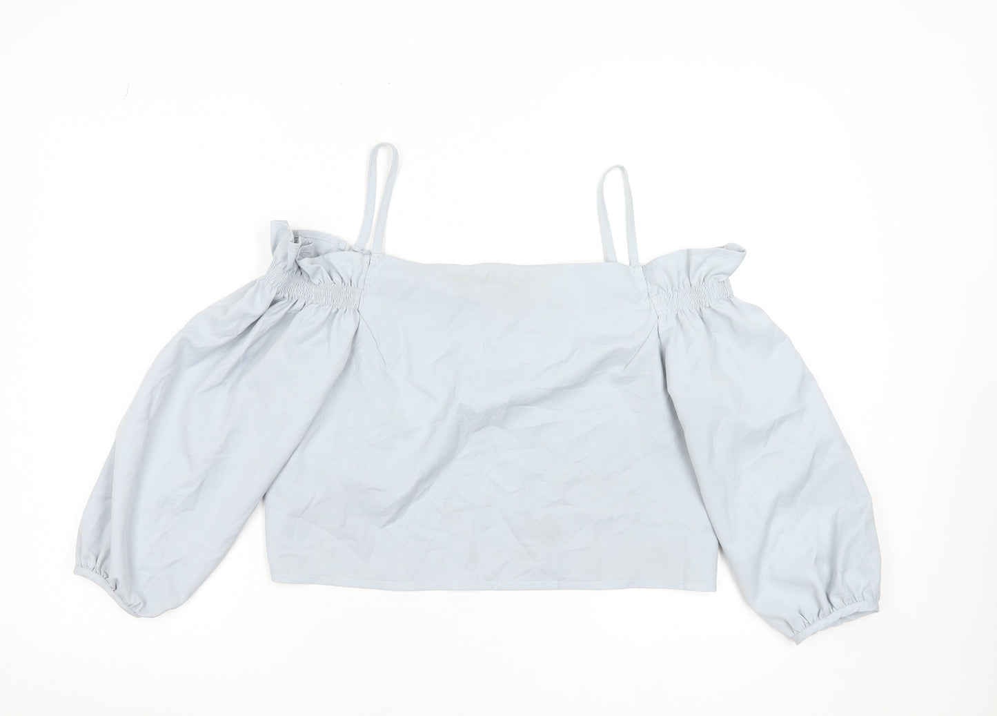 Boohoo Women Blue Off Shoulder Cropped Blouse UK 14