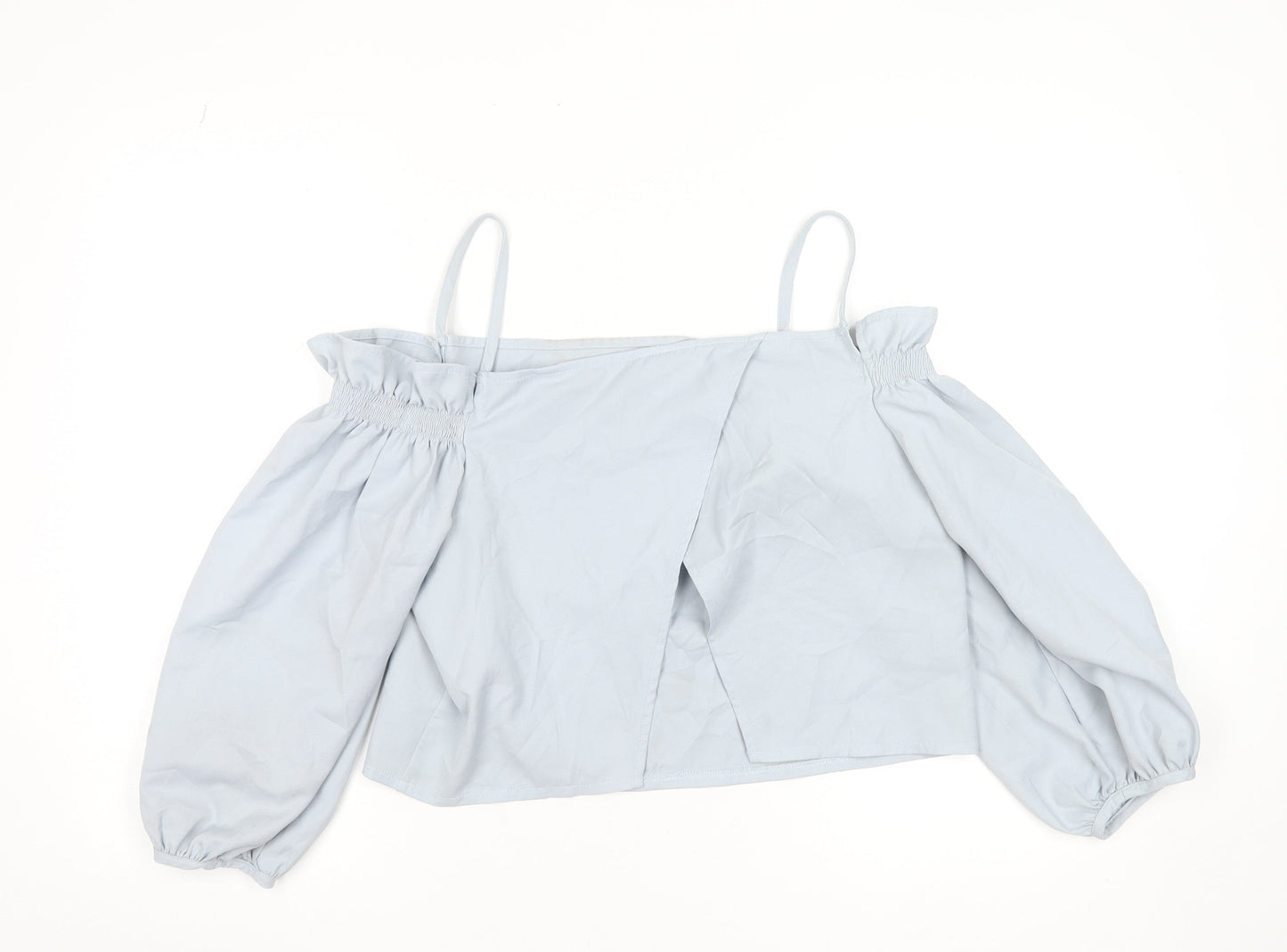 Boohoo Women Blue Off Shoulder Cropped Blouse UK 14