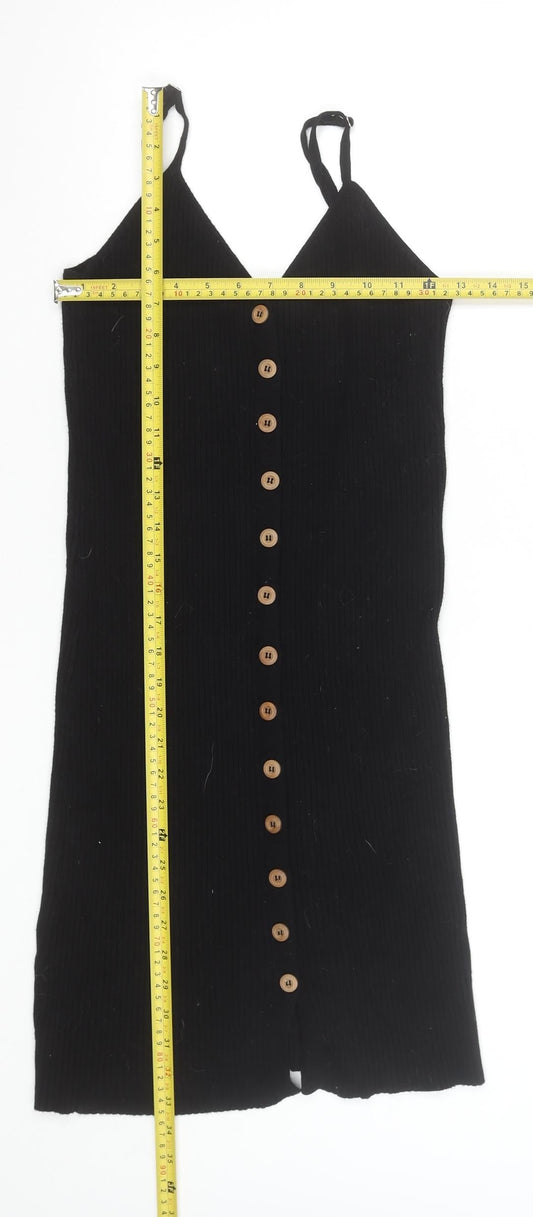 Forever 21 Women’s Black Bodycon Knit Button Dress Size L