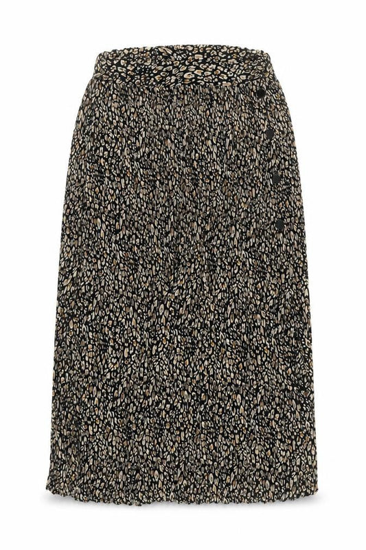 Topshop Women’s Black Leopard Pleated Midi Skirt Size 8