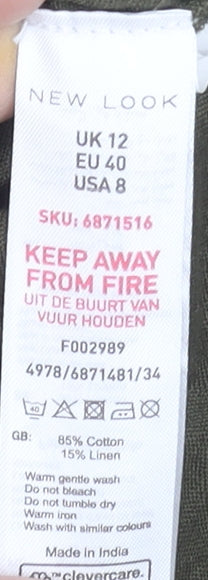 New Look Women Green Button-Up Collared Short Sleeve Playsuit Size 12