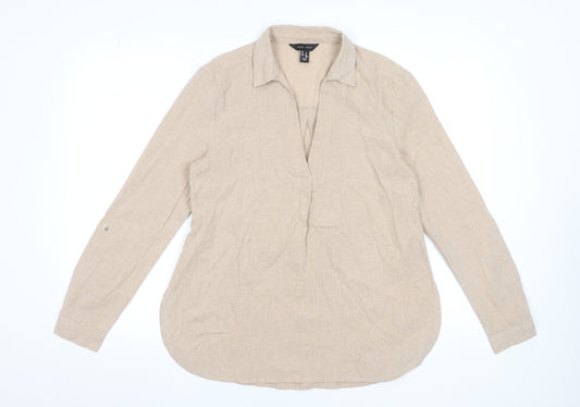 Womens UK Size 8 New Look Beige Tunic Blouse