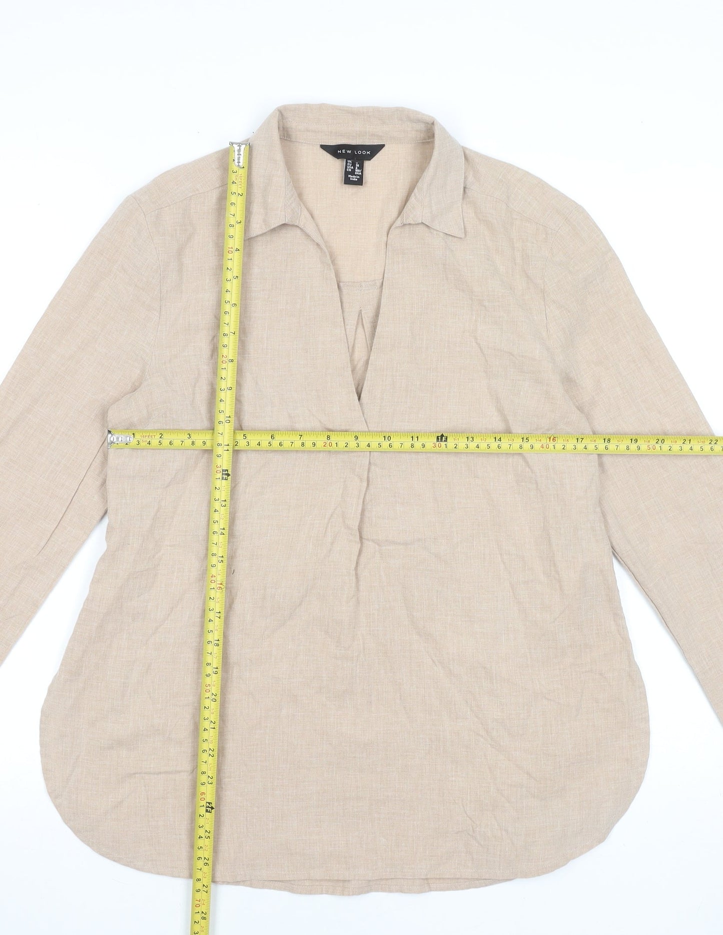 Womens UK Size 8 New Look Beige Tunic Blouse