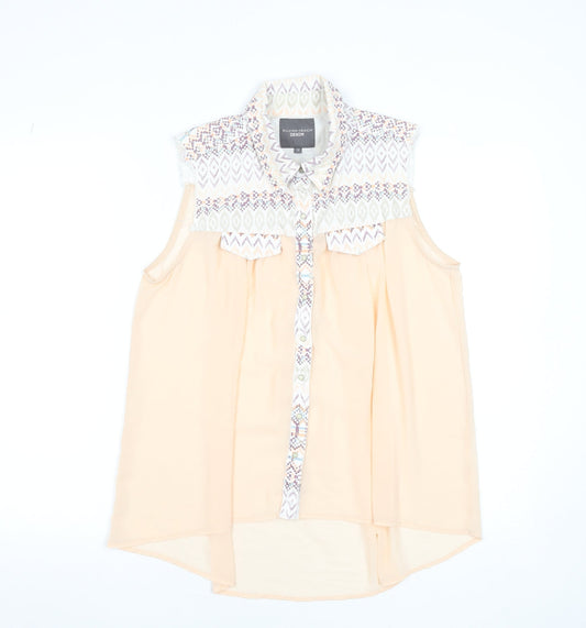 Womens UK Size S Silvian Heach Denim Beige Tunic Blouse
