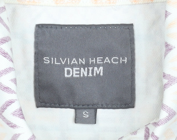 Womens UK Size S Silvian Heach Denim Beige Tunic Blouse