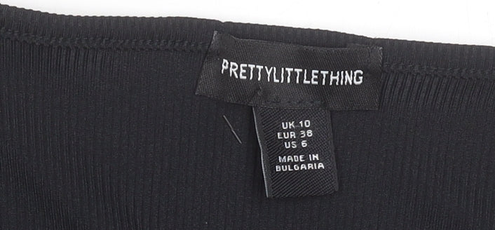 PrettyLittleThing Women’s Black Size 10 Ruched Bodycon Sleeveless Mini Dress