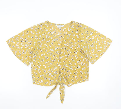 Womens UK Size XS Brave Soul Yellow Cropped Blouse
