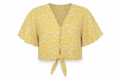 Womens UK Size XS Brave Soul Yellow Cropped Blouse