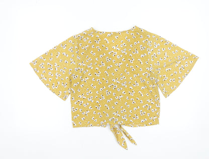 Womens UK Size XS Brave Soul Yellow Cropped Blouse