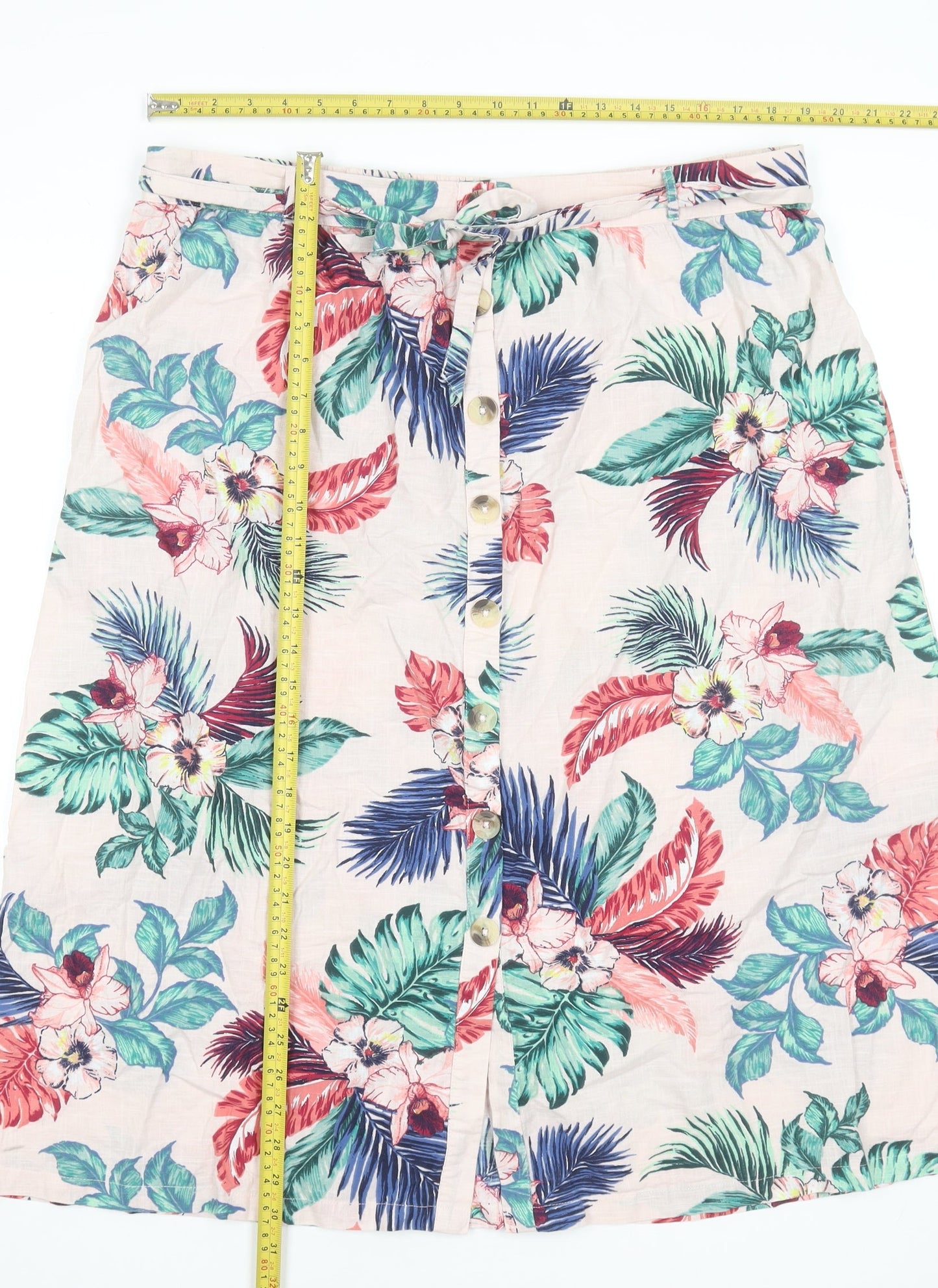 Principles Women’s Multicoloured Floral A-Line Cotton Skirt Size 18