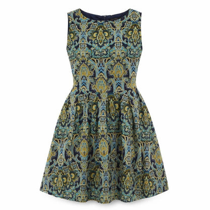 G. Lungta London Women's Multicoloured Paisley Fit & Flare Cotton Dress S