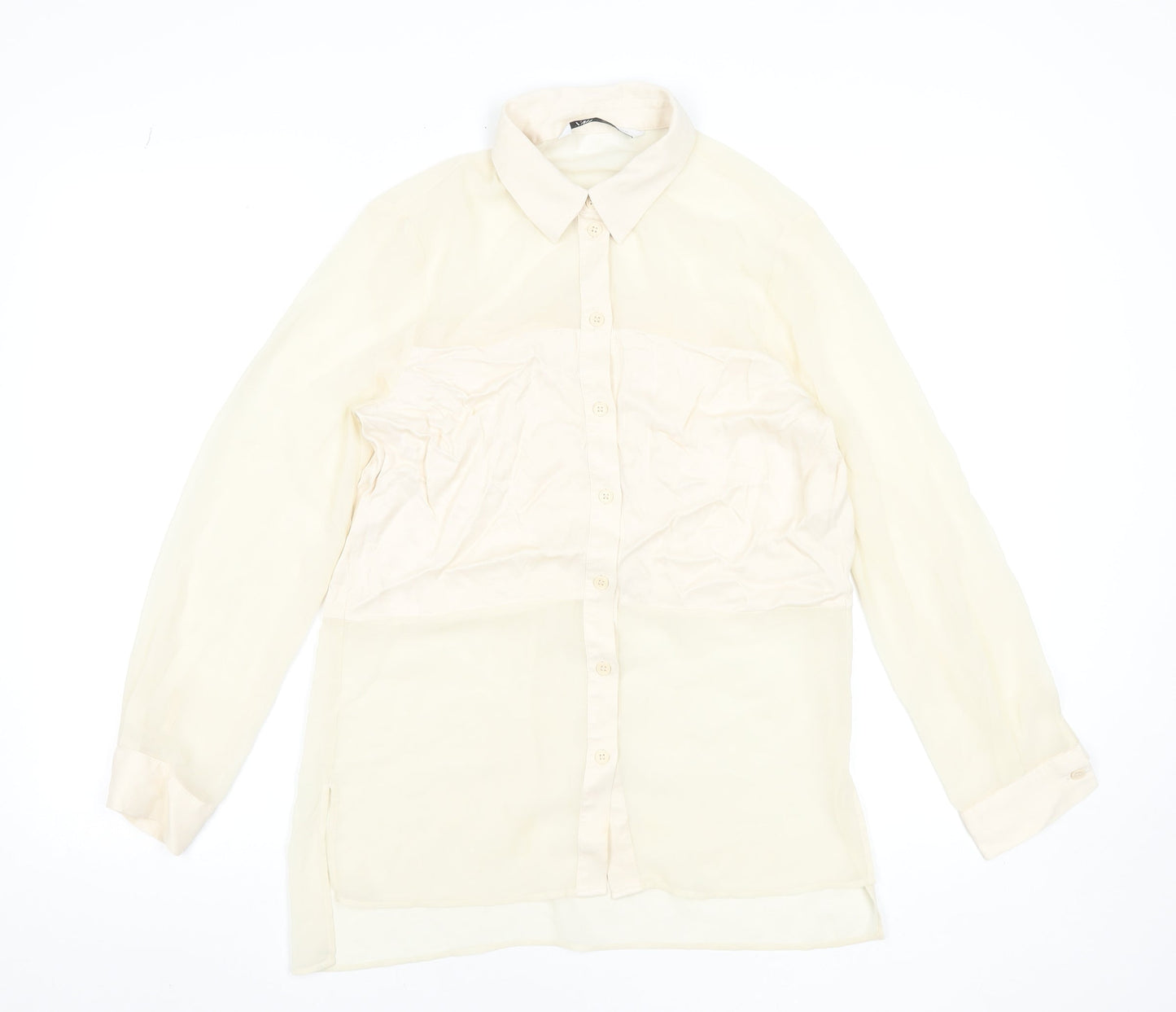Womens UK Size XS Zara Beige Basic Blouse