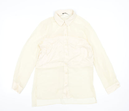 Womens UK Size XS Zara Beige Basic Blouse