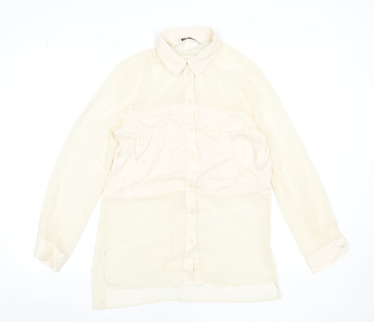 Womens UK Size XS Zara Beige Basic Blouse