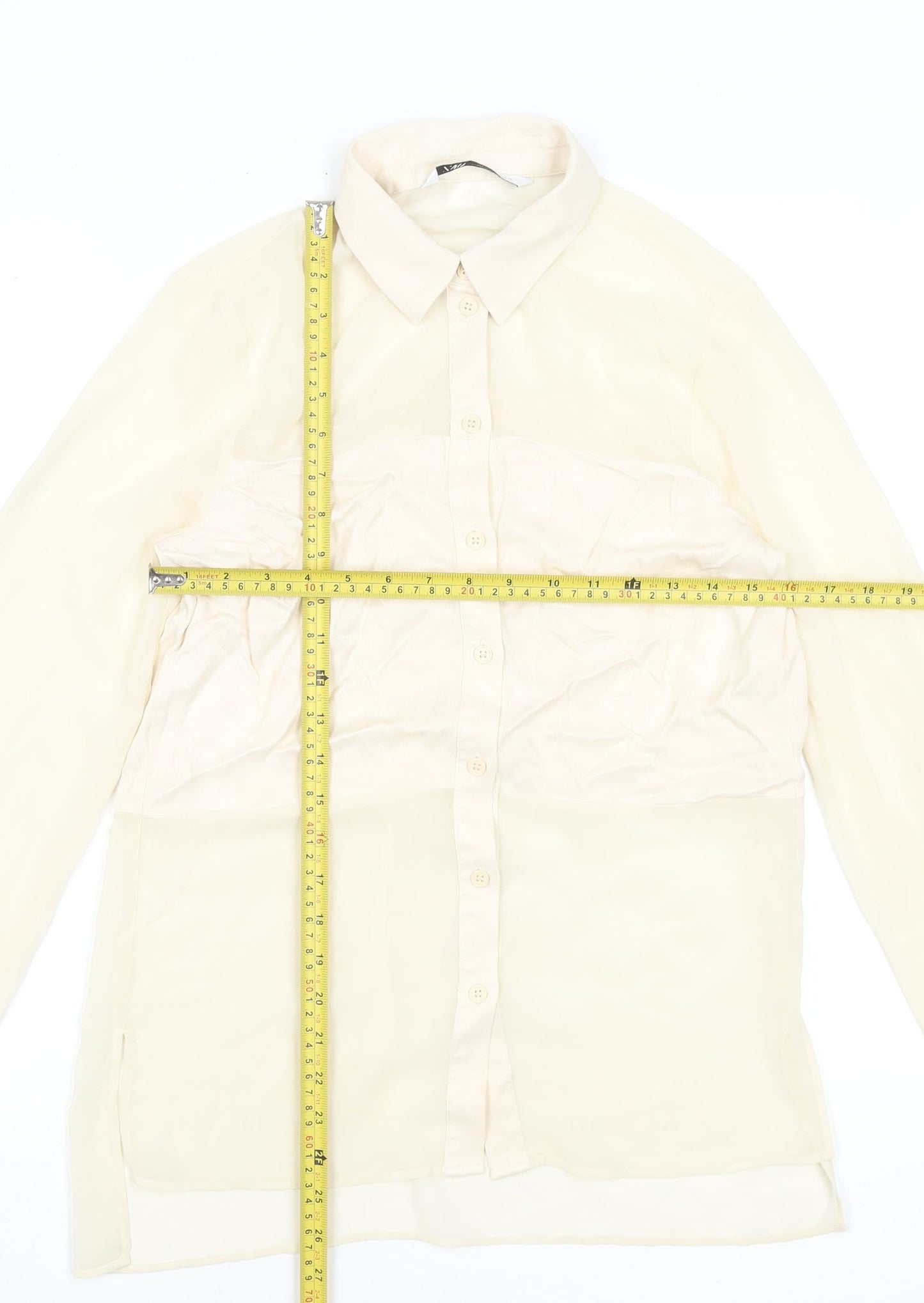 Womens UK Size XS Zara Beige Basic Blouse