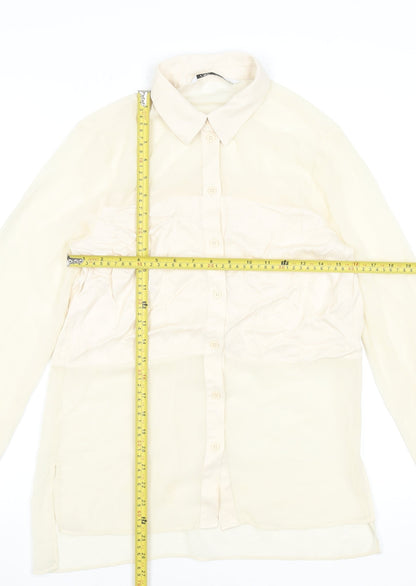 Womens UK Size XS Zara Beige Basic Blouse