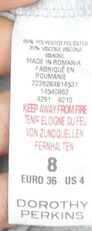 Dorothy Perkins Women Grey A-Line Jersey Knee Length Skirt Size 8