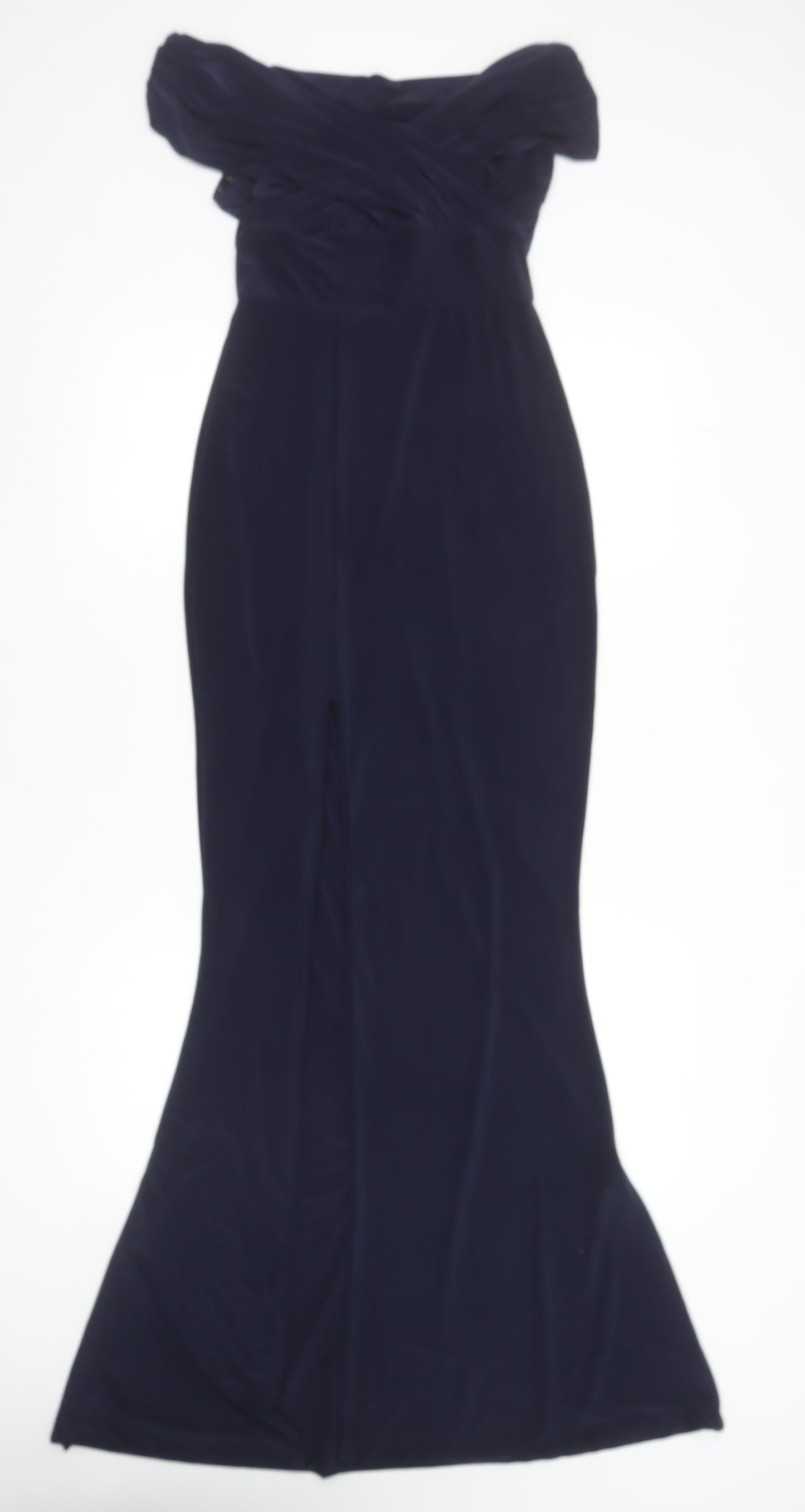 Missguided Women's Navy Blue Off Shoulder Mermaid Maxi Dress Size 10