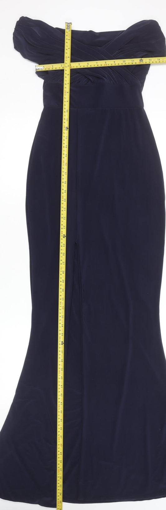 Missguided Women's Navy Blue Off Shoulder Mermaid Maxi Dress Size 10