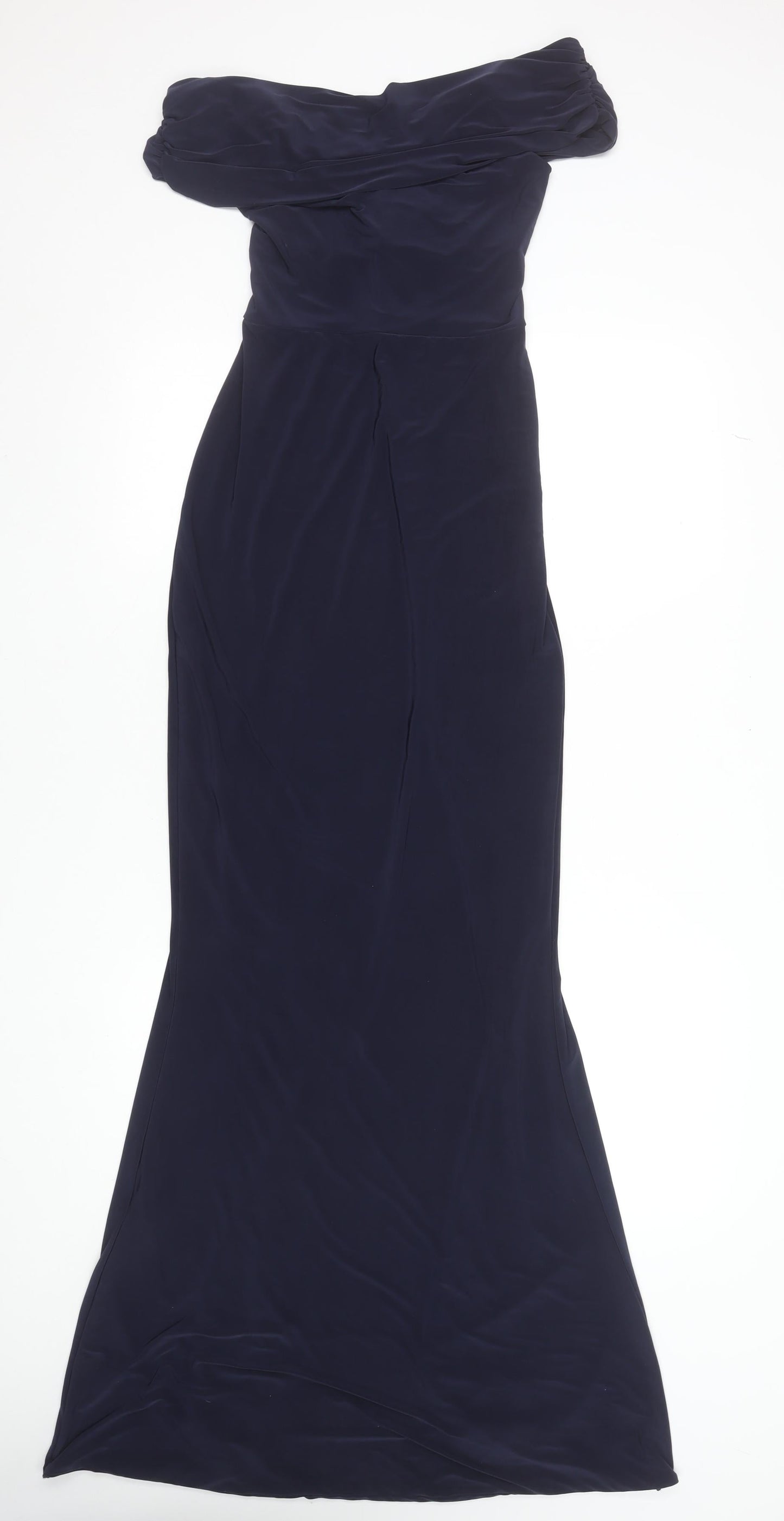 Missguided Women's Navy Blue Off Shoulder Mermaid Maxi Dress Size 10