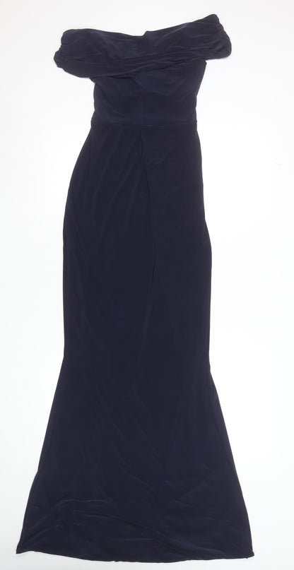 Missguided Women's Navy Blue Off Shoulder Mermaid Maxi Dress Size 10