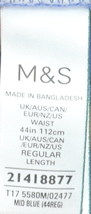 Marks and Spencer Men's Blue Chino Shorts 44 Regular Cotton Stretch